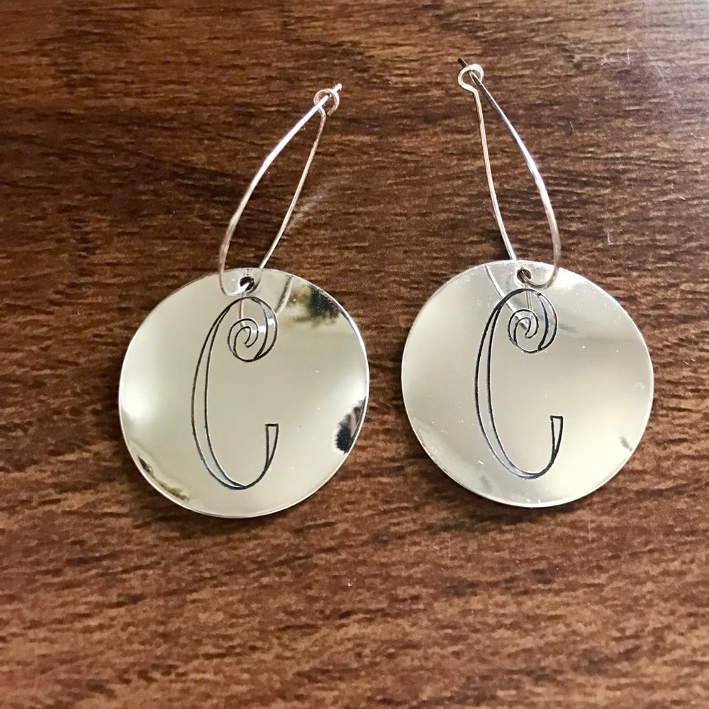 Custom Made Silver “C” Initial Earrings